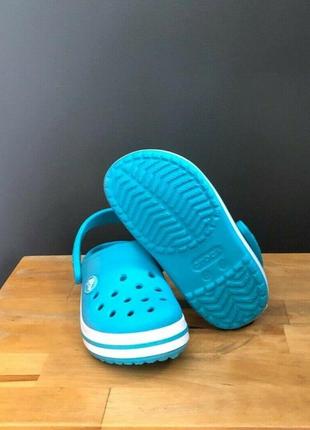 Крокс сабо крокбенд клог голубі дитячі crocs crocband clog kids digital aqua7 фото