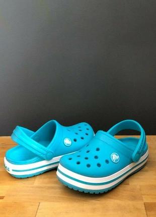 Крокс сабо крокбенд клог голубі дитячі crocs crocband clog kids digital aqua8 фото