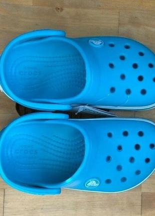 Крокс сабо крокбенд клог голубі дитячі crocs crocband clog kids digital aqua10 фото