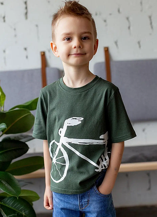 Футболка для мальчика велосипед 122 128 зеленый