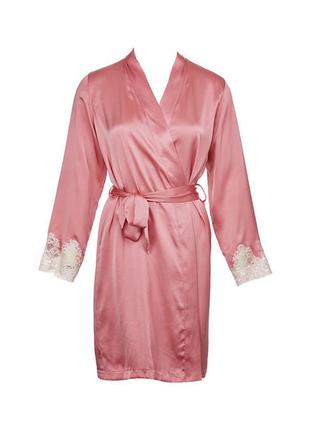 Халат з шовку мереживо «кале” брендовий aubade france premium silk kimono pink оригінал size s/m