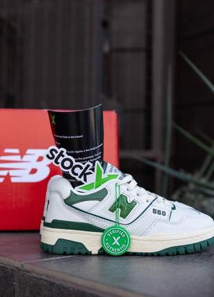 Кожаные кроссовки new balance 550 white green2 фото