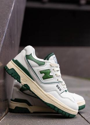 Кожаные кроссовки new balance 550 white green