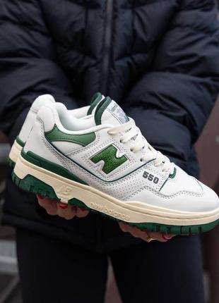 Кожаные кроссовки new balance 550 white green9 фото