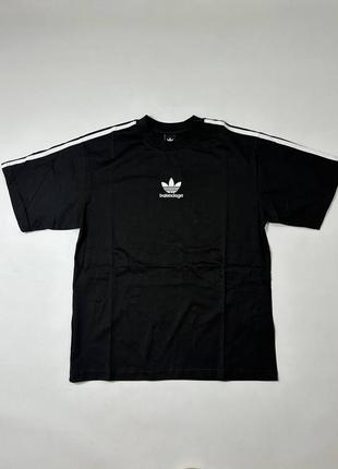 Новая унисекс футболка balenciaga x adidas black t-shirt