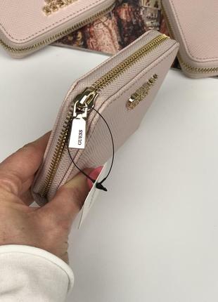 Кошелёк женский guess оригинал laurel small zip-around wallet розовый6 фото