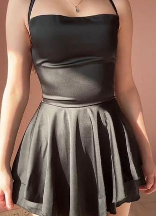 Шовковий комбінезон- сукня з підкладкою шортиками2 фото
