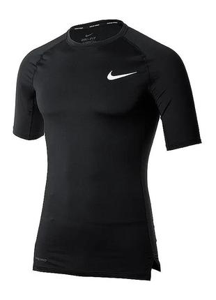 Футболка компрессійна чоловіча nike pro top для занять спорту та спорт залу поліестер чорна (bv5631-010)