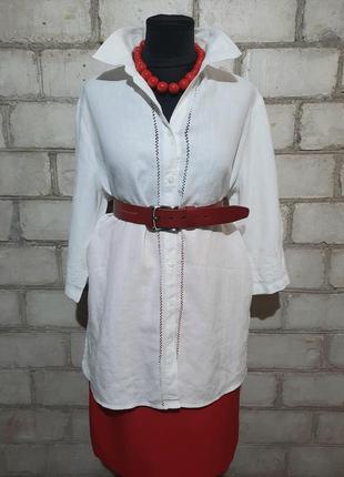 Блуза лляна з вишивкою батал