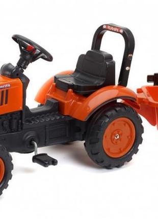 Дитячий трактор на педалях з причепом falk 2065ab kubota (колір - помаранчевий)1 фото