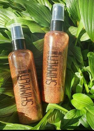 Кокосовое масло для загара с шиммером top beauty coconut oil shimmer 100 мл