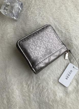 Кошелёк женский guess оригинал gaia small zip around wallet серый металлик в лого2 фото