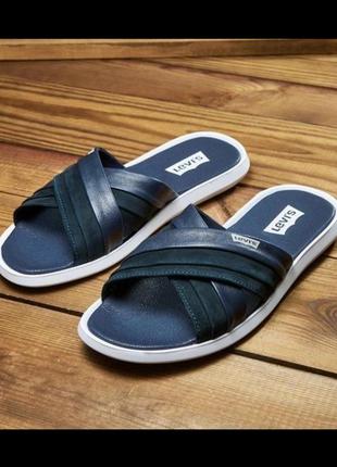 Мужские шлепанцы с логотипом levis натуральная кожа/нубук, шлепки