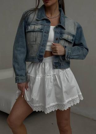 Хит сезона юбка с кружевом белая юбка кружево-билая