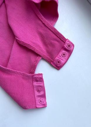 Боди с пышными рукавами пуфф zara р. s фуксия розовое, в рубчик боді