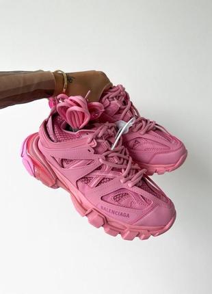 Женские кроссовки в стиле balenciaga track баленсиага / демисезонные / весенние, летние, осенние / кожа, текстиль / розовые