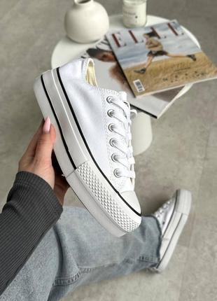 Женские кроссовки в стиле converse all star platform конверсы / демисезонные / весенние, летние, осенние / текстиль / белые
