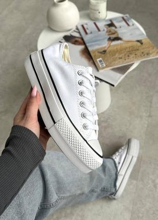 Жіночі кросівки в стилі converse all star platform конверси / демісезонні / весняні, літні, осінні / текстиль / білі