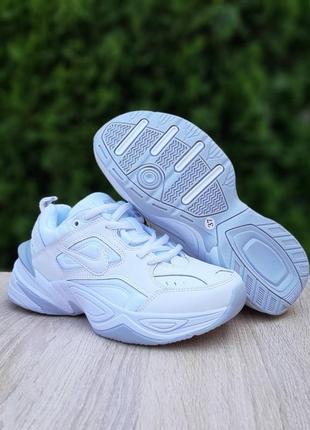 Жіночі шкіряні кросівки nіke m2k tekno white grey найк м2к білі з сірим6 фото