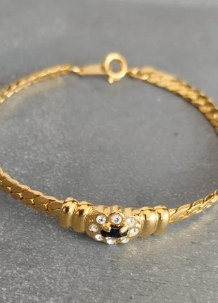 Браслет позолота натуральный камень сапфир винтаж франция3 фото