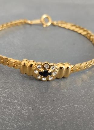 Браслет позолота натуральный камень сапфир винтаж франция2 фото