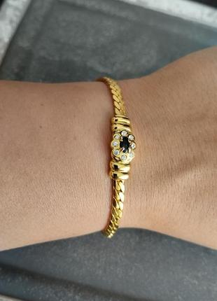 Браслет позолота натуральный камень сапфир винтаж франция