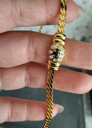 Браслет позолота натуральный камень сапфир винтаж франция5 фото