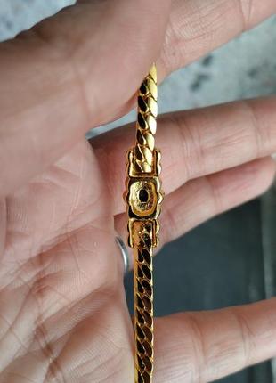 Браслет позолота натуральный камень сапфир винтаж франция6 фото