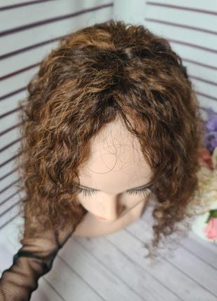 Накладка топпер макушка шиньон полупарик 100% натуральный волос.