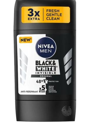 Мужской антиперспирант-стик nivea men black & white invisible, дезодорант nivea men silver protect