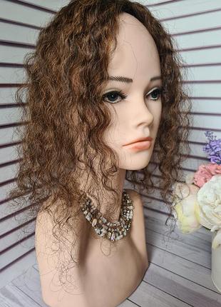 Накладка топпер макушка шиньон полупарик 100% натуральный волос.