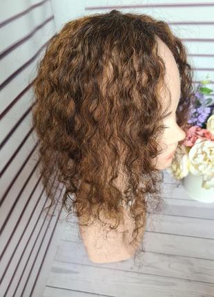 Накладка топпер макушка шиньон полупарик 100% натуральный волос.