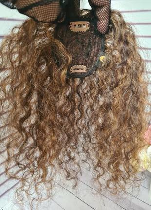 Накладка топпер макушка шиньон полупарик 100% натуральный волос.