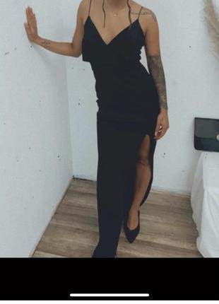 Сукня чорна asos xs s з розрізом вечірня чорна довга