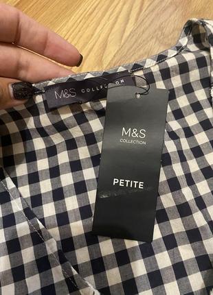 Блуза в клетку с кружевом m&s3 фото