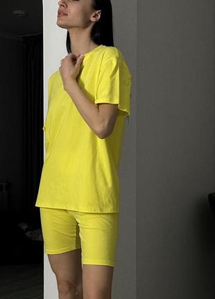 Літній костюм жіночий (шорти (велосипедки)+футболка)) s-xl жовтий