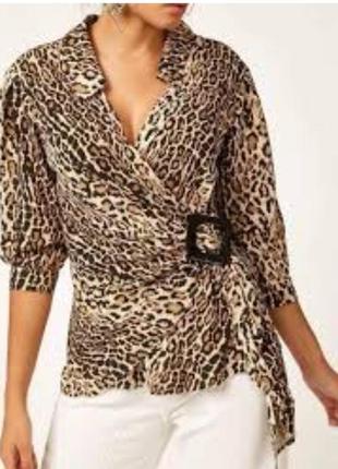 Блузка рубашка из вискозы в леопардовый принт