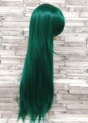 5937 парик зеленый 80см прямой длинный