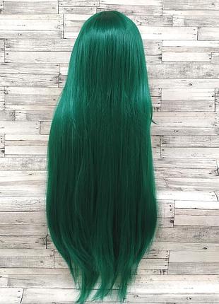 5937 парик зеленый 80см прямой длинный