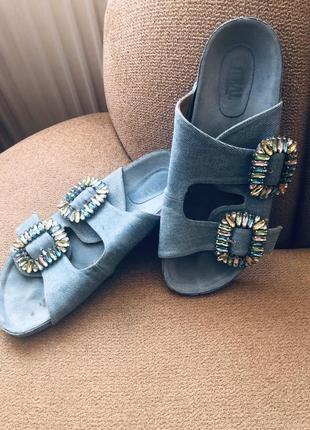 Шлепки джинсовые,40р(26см)