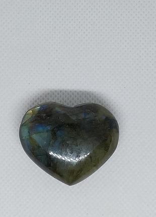 Лабрадор кабашон камінь серце без оправи 33*41*16 мм. натуральний лабрадор індія1 фото