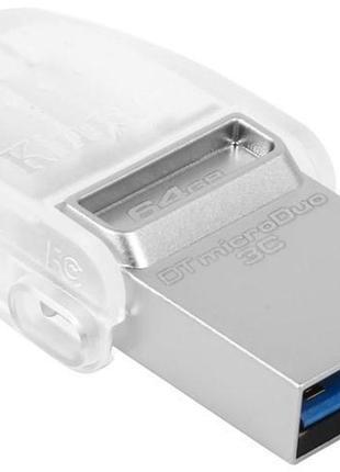 Подвійна флешка 64gb usb + type-c kingston microduo 3c metal usb 3.1