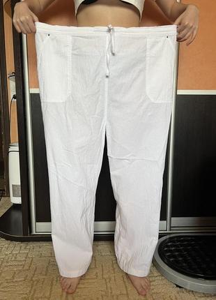 Шикарные женские летние белые брюки катон yours 26 батал2 фото