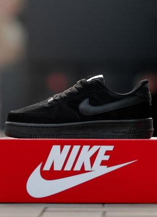 Мужские замшевые, черные, стильные кроссовки nike air force low. от 40 до 43 гг. 0877 ал деми1 фото