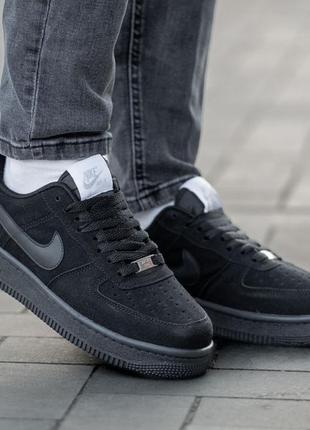 Мужские замшевые, черные, стильные кроссовки nike air force low. от 40 до 43 гг. 0877 ал деми4 фото