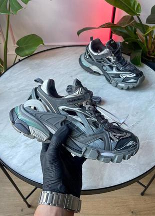 Классные женские кроссовки в стиле balenciaga track 2.0 grey blue серые