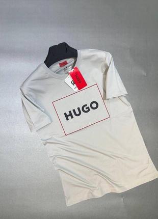 Летняя мужская серая футболка с коротким рукавом hugo boss