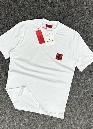 Летняя футболка с коротким рукавом белая hugo boss