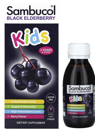 Sambucol kids сироп із чорною бузиною для дітей від 2 років ягідний смак 120 мл імунітету sbl-00118