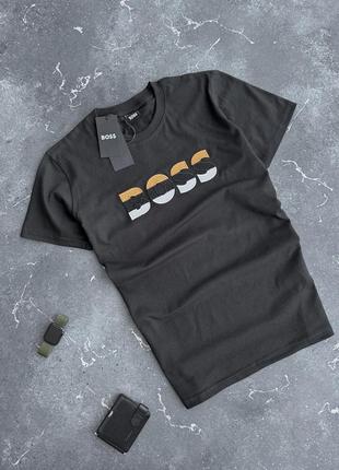 Летняя мужская футболка черная hugo boss